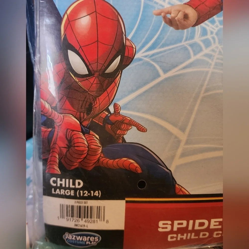 NWT Marvel Spider-Man Child Costume Halloween Cosplay Jumpsuit & Fabric Mask New